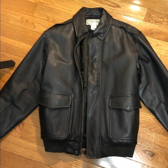 L.L. Bean Other - Vintage LL Bean Dark Brown Leather Bomber Jacket